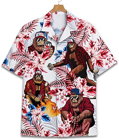 Американски Снежен Човек Хавайска Риза за Мъжете, Забавен Снежен Човек Копчета Мъжки Хавайска Риза С Къс Ръкав