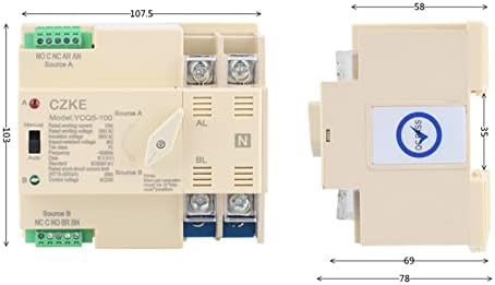 AXTI YCQ5-100 2P 63A/100A Автоматичен превключвател предаване на хранене на Din-шина 50/60 Hz AC220V от фотоволтаична система