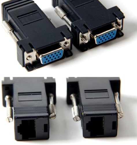 BLUEXIN 2 елемента Женски VGA Видео удължителен кабел Plug към локална мрежа CAT5 CAT5E CAT6 Мрежов Адаптер RJ-45