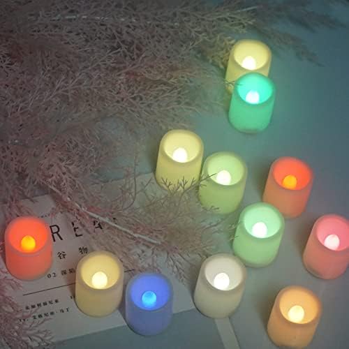 12 БР. Многоцветни, Променящи Формата Беспламенные Свещи с Дълъг Срок на Служба, която Работи На Батерии, Led Цветни Блестящо Електрически Фалшиви Супени осветителни