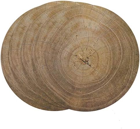 Декоративен Корк Кърпички от МДФ с принтом от естествено дърво Fennco Styles 15 x 15, Комплект от 4 Кръгли Дървени Подложки с