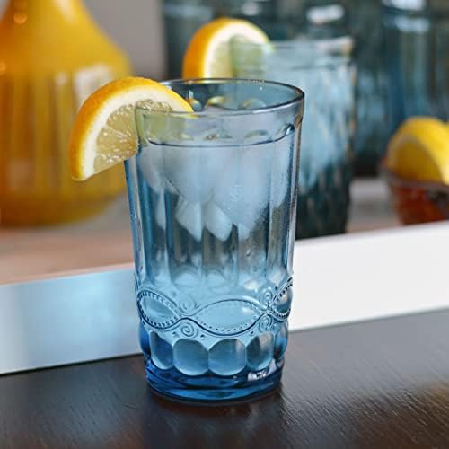 Чаши за хайбола WHW Full House Свята в стил барок, пакет от 6, Полупрозрачно синьо, утяжеленные, 12 течни унции / 300 мл, височина