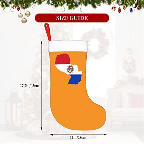 Cutedwarf Флаг Парагвай Карта Коледен Отглеждане на Коледна Украса Класически 18 Инча(А) А) Окачен Чорап за Камина
