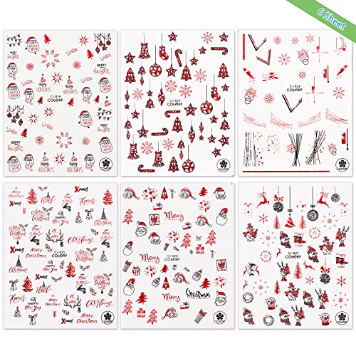Коледни Стикери за Дизайн на ноктите, 3D Самозалепващи Стикери За нокти, Червен Лазерен Коледен Карикатура на Дядо коледа,