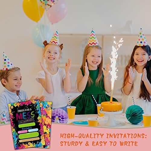 Покани за рожден ден с модел в стил TIRYWT, облекло за елементарно, покани за парти в стила на запълване с конвертами за момчета и момичета (20 опаковки), украси и аксесоа