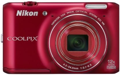Цифров фотоапарат Nikon COOLPIX S6400 с 16 Мегапиксела с 12-кратно оптично увеличение и 3-инчов LCD дисплей (червен)