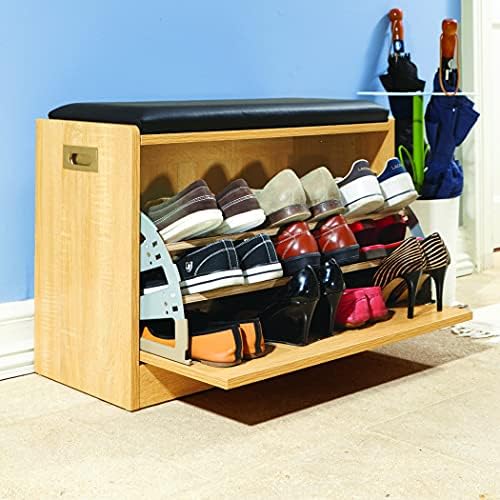 Събиране и т.н. Дървен Шкаф за съхранение на обувки с възглавница за седалката - може да побере до 12 Двойки,
