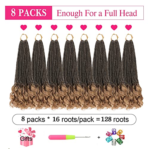 8 Опаковки Френски Плетени косичек на една Кука 18 Инча Goddess Box Опашка за коса плетене на една Кука Френски Къдрава Коса,