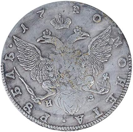 1780 Възпоменателна сребърна монета на руската императрица Екатерина II Сребърен долар Екатерина Велика Сребърен