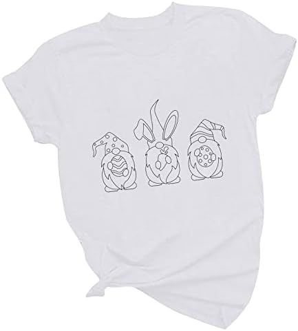 Дамски Скъпа Великден Тениска с принтом Яйца Джуджета, Свободни Ежедневни Празнични Върхове с Кръгло Деколте