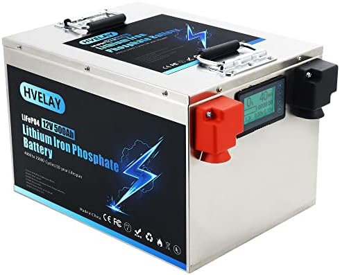 Батерия HVELAY 12V 500AH Литиева батерия, вградена в 200A BMS, 4000-7000 цикли, Идеално замества батерията в Слънчевата