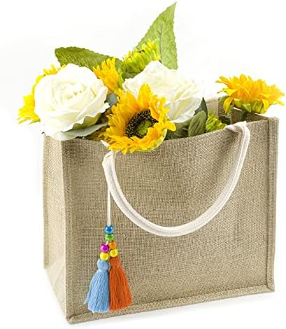 6 Опаковки Джутовая чанта-тоут с аксесоари-четки, подаръчни торби от Зебло, Торби за Многократна употреба, с дръжки,