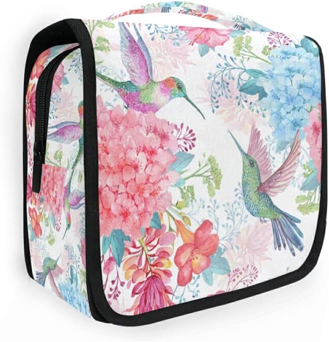 Подвесная чанта за тоалетни принадлежности, Тропически цветя и Колибри, Косметичка за тоалетни принадлежности, Ръчни Чанти-Организаторите за Тоалетни Принадлежн?