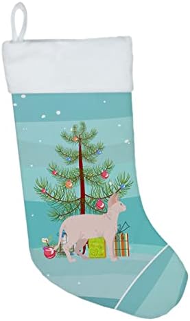 Съкровищата на Каролина CK4724CS Котка Сфинкс весела Коледа Коледни Чорапи, Чорапи За Висящи пред Камината, Коледен
