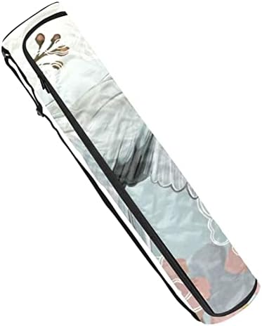 Чанта за подложка за йога, чанта за носене подложка за йога, Елегантна Бяла фигура Журавля, чанта за йога с размери 6,7x33,9