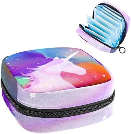 Козметична Брилянтна Цветна Чанта За съхранение на Хигиенни Кърпички с Галактика Еднорог, Чанта за Менструалната Чашка