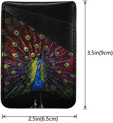 Ръкави Hoder за карти мобилен телефон от изкуствена кожа за задната част на iPhone с Цветно перо от паун Птица
