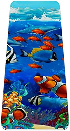 Unicey Подводни Риба в Океан море Тропически килимче за йога Дебели Нескользящие Постелки за йога за жени и Момичета, Подложка