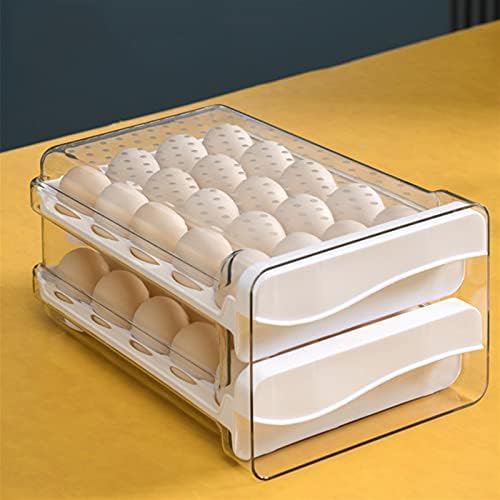 Потребителска Кутия за съхранение на яйца Чекмеджето за съхранение на Хладилника Пластмасова Прозрачна Кутия с 40 Мрежи Двуслойни Тава за яйца Тава за яйца (Цвят: д?