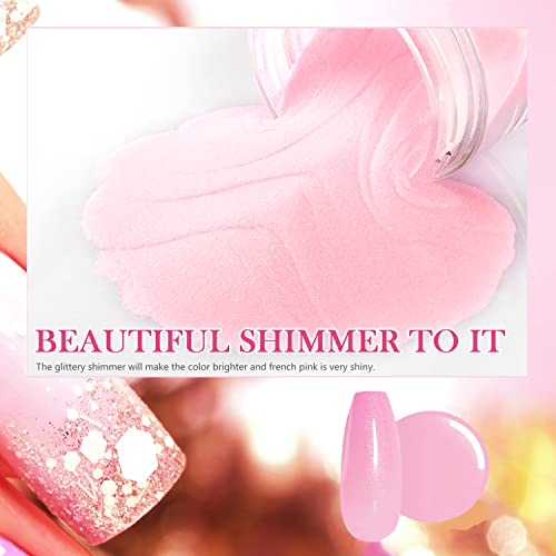 PrettyDiva Pink Dip Powder - Колекция Shimmer Пастельно-Розова пудра на прах с блясък за френски маникюр, 1 Унция Лъскава