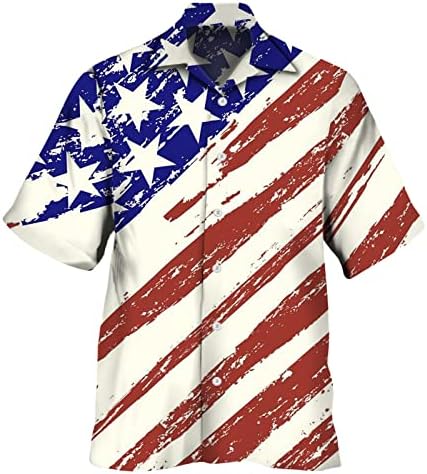 Bmisegm Летни Ризи за мъже, Мъжки пролетно-лятна Тениска с флага на Деня на Независимостта, Модни и Ежедневни