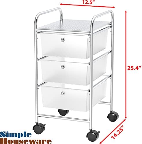 Универсална количка SimpleHouseware с 3 чекмеджета на колела за Съхранение на Художествени Занаяти
