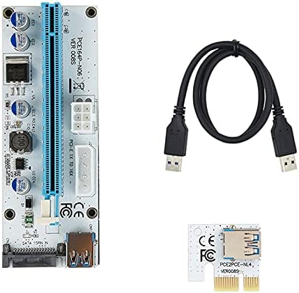 Съединители VER008S TISHRIC Странично за Карти 3 в 1 Molex 4Pin, SATA 6PIN PCIE Адаптер PCI-E PCI Express от 1X до 16X USB3.0 Удължител за майнинга Миньор - (CN, цвят: 02)