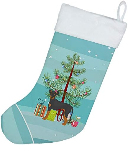 Съкровищата на Каролина CK3472CS Манчестър Териер Коледно Дърво, Коледни Чорапи, Чорапи За Висящи пред Камината, Коледен