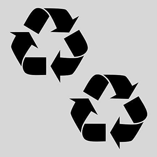 Ignixia (2 опаковки) Стикер на кошчето за боклук за подреждане на контейнери за боклук, Стикер с надпис Рециклиране, Изсечен плоттером винил символ за Рециклиране (бял, 3