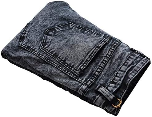 Andongnywell/ мъжки байкерские тесни ластични издържат дънки в сгъвката със средна талия от байкерском стил, и тесни дънкови панталони с джоб с цип в стил деко