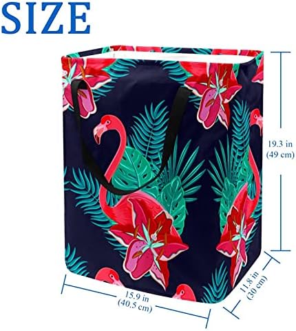Кошница за дрехи с Тропически Листа Фламинго, Голяма Тъканно Чанта-Органайзер, Сгъваема Кошница за Дрехи с Дръжки