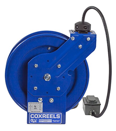 Сонда за пружинна пренавиване на захранващия кабел Coxreels PC24-0012-F: Двухшпиндельная Промишлена изход, 100' кабел, 12 AWG