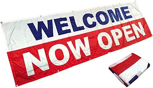 Кърпа за Надписи 4Less 3x10 Фута Welcome Now Open Banner wb