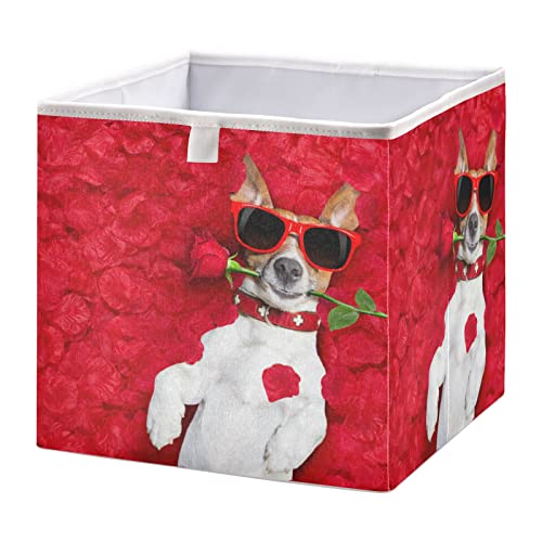Кошница за съхранение на кубчета с цветя за кучета, в Деня на Св. Валентин, Сгъваеми кутии за съхранение,