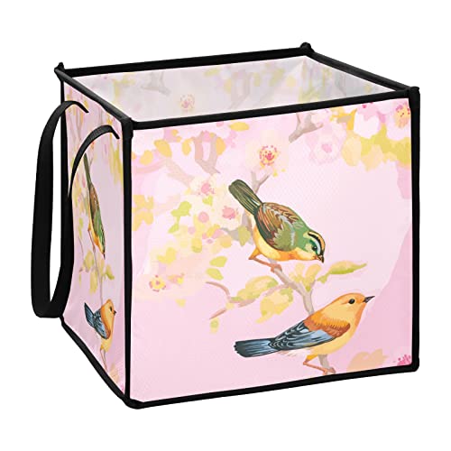 Кошница за съхранение с Птичьими Розови Цветя, Сгъваема Кошница За Съхранение на Играчки, Кубическая Кошница