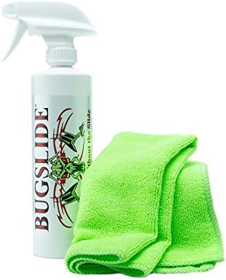 Магазини набор от BugSlide обем 16 унции с кърпа от микрофибър - Препарат за премахване на насекоми и полироль за автомобилната индустрия - Средство за многоповерхностн?