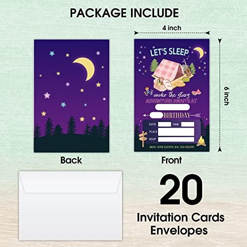 LWBEO 20 Покани картички за Рожден Ден с Конвертами, Покана за участие в Честване на рожден Ден, за момчета или момичета, Къмпинг, парти с преспиване, за да проверите за ?