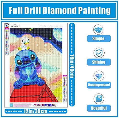 Комплекти за рисуване с диаманти Stitch-Комплекти за рисуване с диаманти Бод, Комплекти за рисуване с диаманти 5D Бод за начинаещи възрастни и Деца, Комплекти за рисува