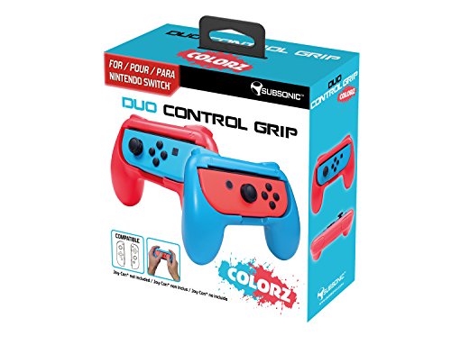 Контролер SUBSONIC Grips за Joy-Cons Nintendo Switch / Комплект от 2 Удобни дръжки за Joy Cons, червени и сини
