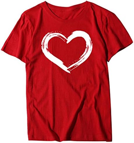Дамски Тениски с Графичен Модел на Свети Валентин Сладки, Тениски със Сърца от Любов, Тениски, Подарък за Нея, Туники Големи