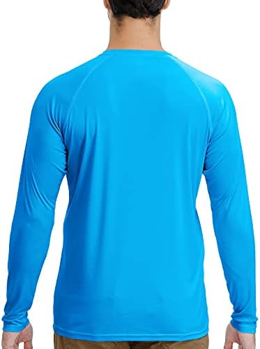 Мъжки Слънчеви Ризи UPF 50 + и е с дълъг Ръкав, Защита От ултравиолетови лъчи, Бързосъхнеща Лека Риза За Разходки,