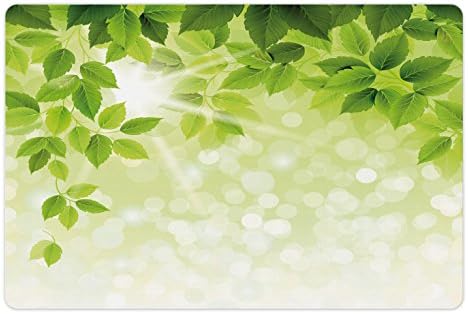 Foldout Подложка за домашни любимци с листа за храна и вода, Лятна Пролет Клони, Листа, Зеленина и в Абстрактен