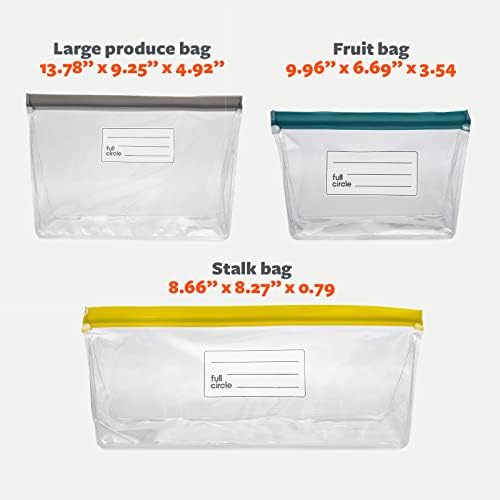 Множество чанта за съхранение на стъблата Full Circle Ziptuck – Безопасна за хранителни продукти, които не съдържат BPA Чанта за съхранение на стъбла на зеленчуци, или на лис