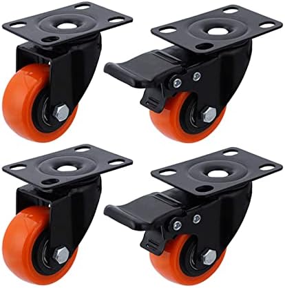 2-Цолови Въртящи Джанти Тежки индустриални ролки 300 кг Orange полиуретанова количка за мебели 4 бр. (Цвят: тип 6)