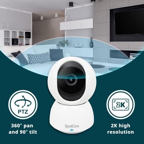 Безжична Домашна камера за сигурност SpotCam Eva Pro, 2K, За помещения, за Нощно виждане, Двупосочен разговор, Сигнал за движение