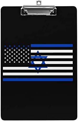 Акрилни клипборда с флага на сащ Израел Преносими клипове с белязана от ниско-профил метална клипсой за домашния офис