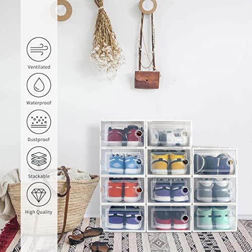 Hrrsaki 15 Опаковки, Кутии За съхранение на обувки, Кутии За обувки, От Прозрачна Пластмаса, Штабелируемые, Кутии Организаторите