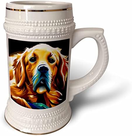 3. Начертайте портрет на сладък кучета златист ретривър на черен фон. Цифров. - Стъклена чаша с 22 грама (stn-376125-1)