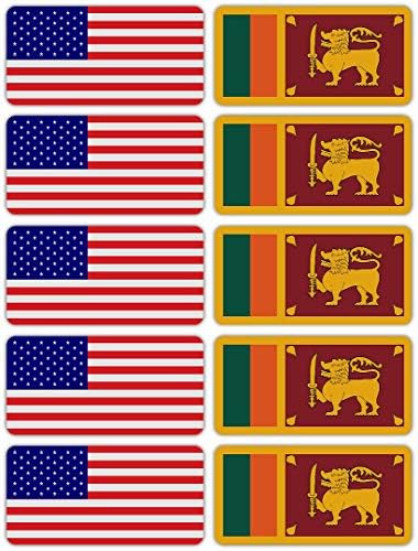 (x10) 3 M, Светлоотразителни Стикери, с Флага на Шри Ланка и САЩ | Универсални Защитни Етикети | Шлемове, лаптопи, мотори,