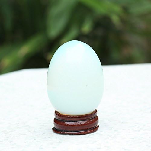 2 Инча Опал Скъпоценен Камък Издълбани Яйца Кварц Рейки Занаяти Crystal с Дървена Поставка